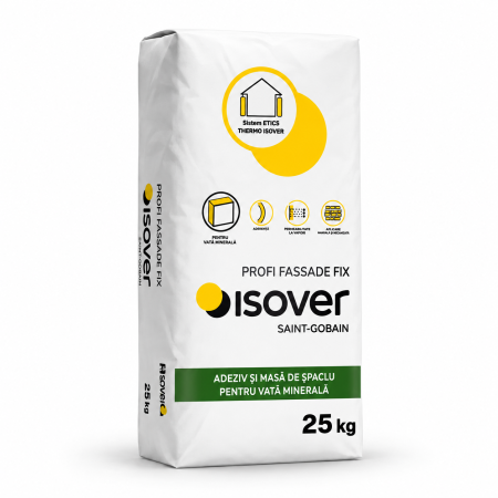 Adeziv si masa de spaclu pentru vata bazaltica Isover PROFI FASSADE FIX, 25 kg